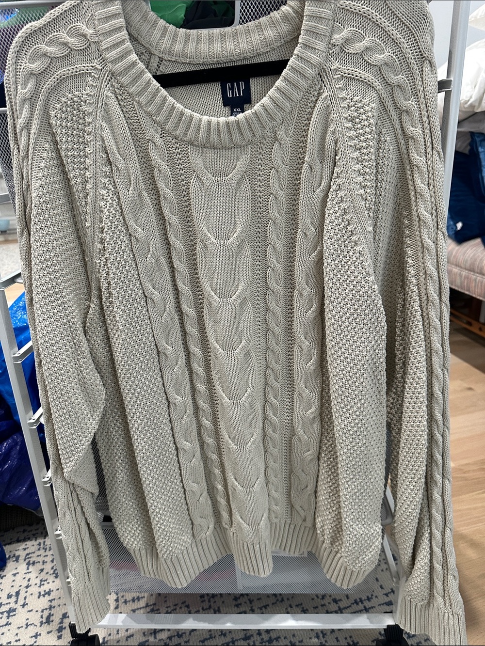 GAP Women's Cream Cable-Textured Crew Sweater